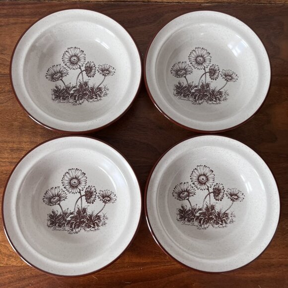Set of 4 Noritake Desert Flowers Rim Fruit Dessert Bowl 5 5/8” Sauce Daisy 8341 - Picture 2 of 9